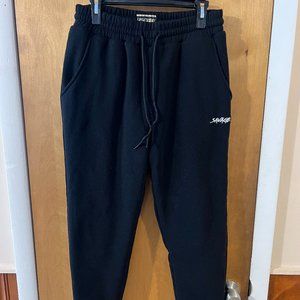 LR Scoop Men's Black Savage Fleece Lined Tapered Sweatpants w/ Pockets Large